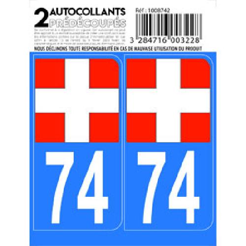 Stickers Plaques Immatriculation 10x Autocollant departement 74 - CROIX DE SAVOIE -x2-