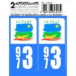 Stickers Plaques Immatriculation 10x Autocollant departement 973 - GUYANE -x2-