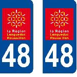 Stickers Plaques Immatriculation 10x Autocollants departement 48 - Region Occitanie X2