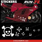 16 stickers tete de mort SKULL RAIN - BLANC - Run-R