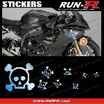 16 stickers tete de mort SKULL RAIN - CHROME - Run-R