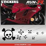 Stickers Motos 16 stickers tete de mort SKULL RAIN - NOIR - Run-R