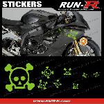 16 stickers tete de mort SKULL RAIN - VERT - Run-R