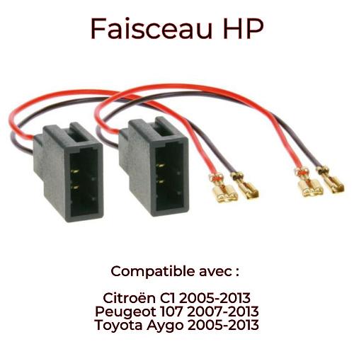 Cables Adaptateurs HP 2 Adaptateurs haut-parleur compatible avec Citroen C1 Peugeot 107 Toyota Aygo 05-13