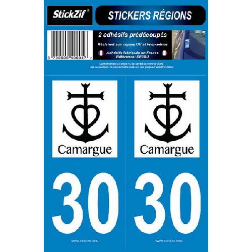 Stickers Plaques Immatriculation 2 Adhesifs Region Departement 30 CAMARGUE