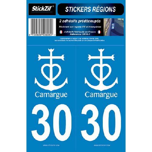 Stickers Plaques Immatriculation 2 Adhesifs Region Departement 30 CAMARGUE SR30-3