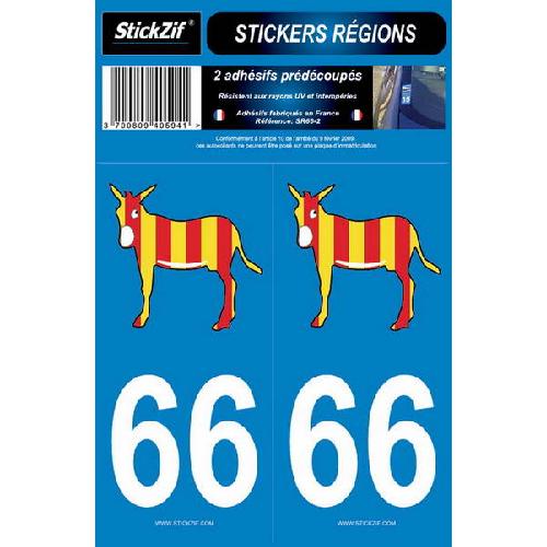 Stickers Plaques Immatriculation 2 Adhesifs Region Departement 66 ANE CATALOGNE