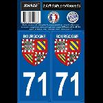 Stickers Plaques Immatriculation 2 Adhesifs Region Departement 71 Bourgogne