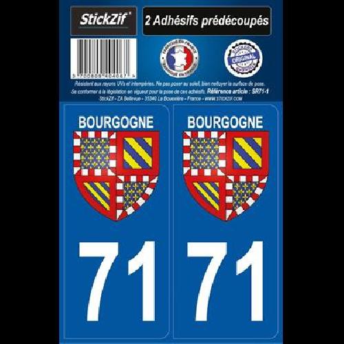Stickers Plaques Immatriculation 2 Adhesifs Region Departement 71 Bourgogne