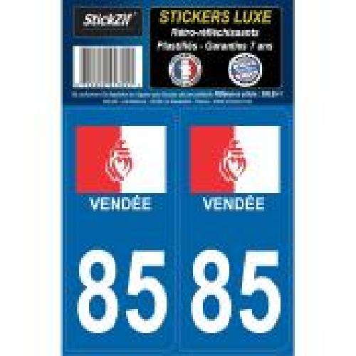 Stickers Plaques Immatriculation 2 Adhesifs ReGION Retro-Reflechissants Departement 85 Vendee