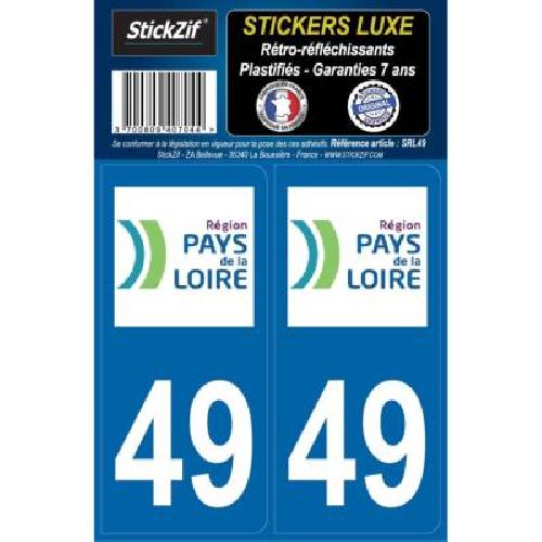 Stickers Plaques Immatriculation 2 Adhesifs ReGION Retro-Reflechissants Dpt 49 Pays De La Loire