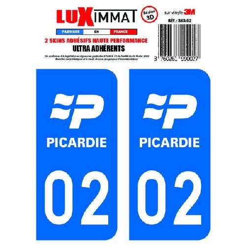 Stickers Plaques Immatriculation 2 Adhesifs Resine Premium Departement 02