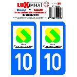 Stickers Plaques Immatriculation 2 Adhesifs Resine Premium Departement 10