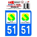 Stickers Plaques Immatriculation 2 Adhesifs Resine Premium Departement 51