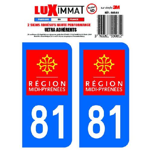 Stickers Plaques Immatriculation 2 Adhesifs Resine Premium Departement 81