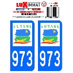 Stickers Plaques Immatriculation 2 Adhesifs Resine Premium Departement 973 GUYANE
