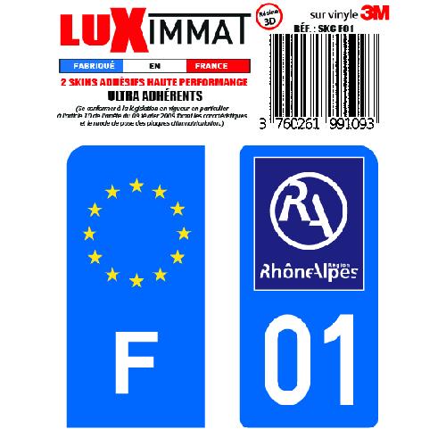 Stickers Plaques Immatriculation 2 Adhesifs Resine Premium F+01 compatible avec moto