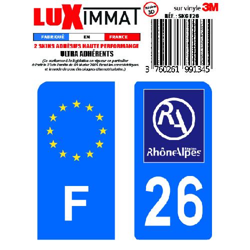 Stickers Plaques Immatriculation 2 Adhesifs Resine Premium F+26 compatible avec moto