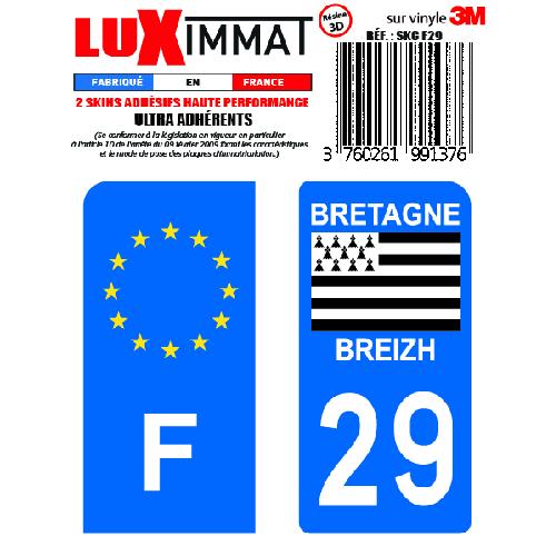 Stickers Plaques Immatriculation 2 Adhesifs Resine Premium F+29