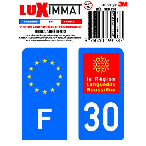 Stickers Plaques Immatriculation 2 Adhesifs Resine Premium F+30 pour moto