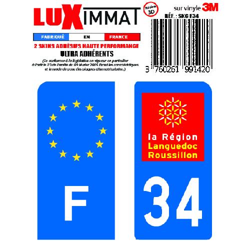Stickers Plaques Immatriculation 2 Adhesifs Resine Premium F+34 compatible avec moto