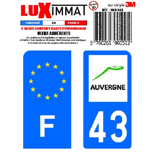 Stickers Plaques Immatriculation 2 Adhesifs Resine Premium F+43 compatible avec moto
