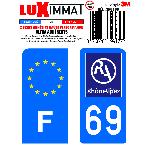 Stickers Plaques Immatriculation 2 Adhesifs Resine Premium F+69 compatible avec moto