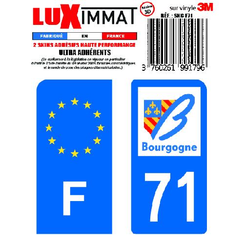 Stickers Plaques Immatriculation 2 Adhesifs Resine Premium F+71 compatible avec moto