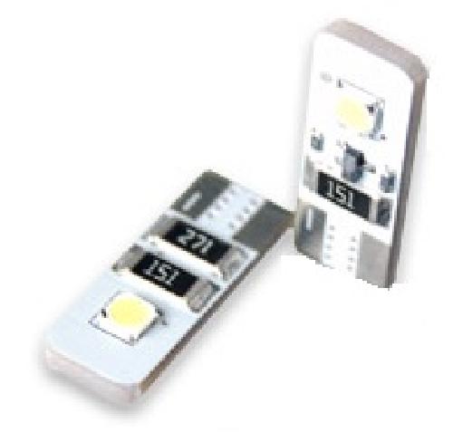 2 Ampoules 2 LEDs T10 - Avec Canbus - Blanc - 12V - AuCo