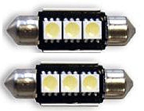 Ampoules Wedgebase - Veilleuses 2 Ampoules 3 LEDs - Avec Canbus - Blanc - 12V - 36mm