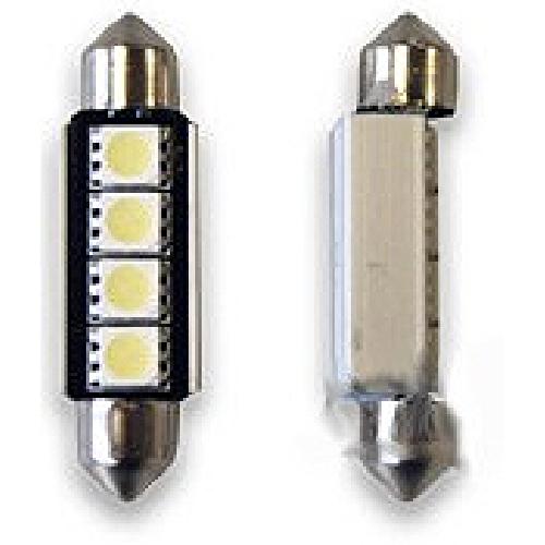 Ampoules Wedgebase - Veilleuses 2 Ampoules 4 LEDs - Avec Canbus - Blanc - 12V - 42mm - AuCo