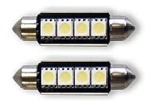 Ampoules Wedgebase - Veilleuses 2 Ampoules 4 LEDs - Avec Canbus - Blanc - 12V - 42mm - AuCo