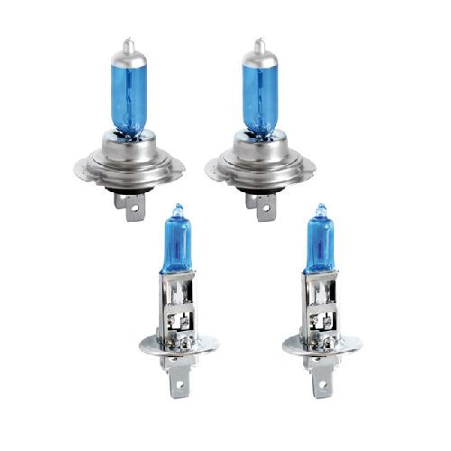 Ampoules H1 12V 2 Ampoules H1 et 2 Ampoules H7 - Look Xenon bleute - 12V 55W-> 100w - Homologuees