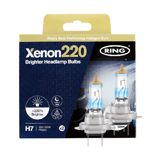 Ampoules H7 12V 2 Ampoules H7 12V 55W Px26D +220 Haute Performance Ring