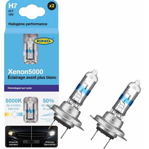 Ampoules H7 12V 2 Ampoules H7 55w Ring Effet Xenon 5000k 12v