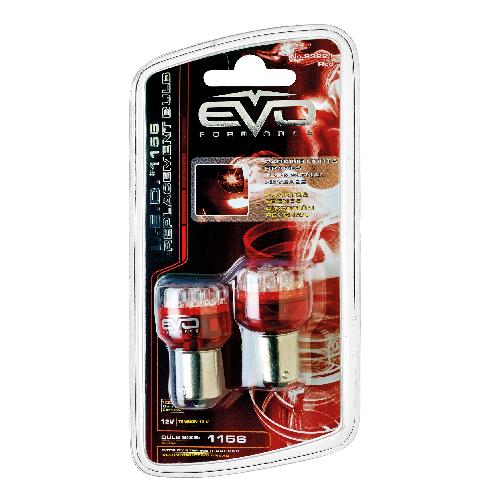Ampoules BA 12V 2 Ampoules Led Stop et position 1 Plot Rouge - EvoFormance 12V BA15S