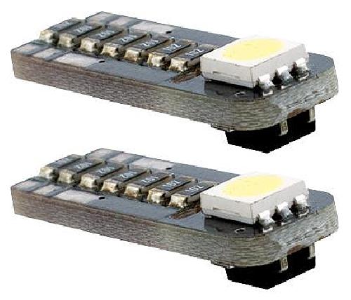 Ampoules Wedgebase - Veilleuses 2 Ampoules LED - T10 12V 3W 8000K - W2.1x9.5D - Puce SMD - Position Verticale