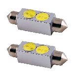 Ampoules Wedgebase - Veilleuses 2 Ampoules Navettes 41mm - 2 LEDs - T11x41 - 12V 1W 7000K - SV8.5 - Puce SMD