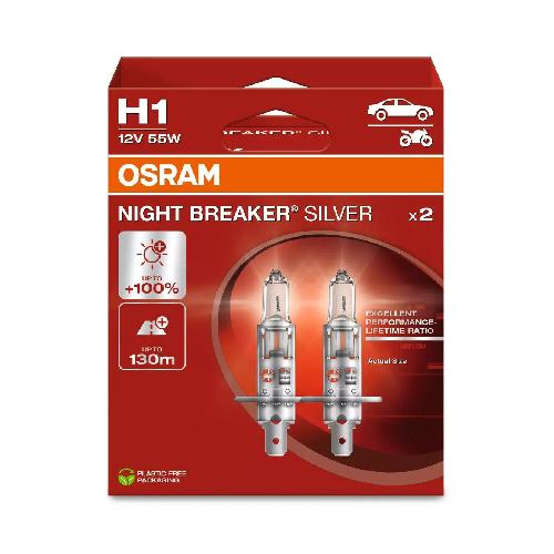 Ampoules H1 12V 2 Ampoules Night Breaker Silver H1 12V Eco Packaging