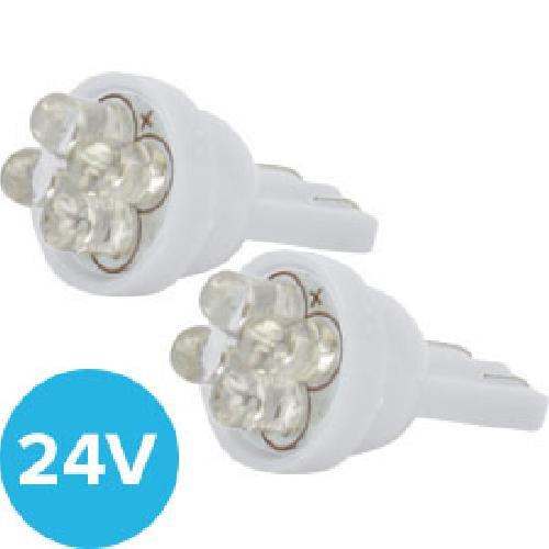Ampoule - Eclairage Tableau De Bord 2 Ampoules T10 4 Leds 24V - Blanc