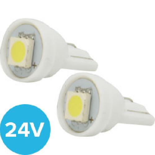 Ampoule - Eclairage Tableau De Bord 2 Ampoules T10 LED SMD Wedgebase 24V - Blanc