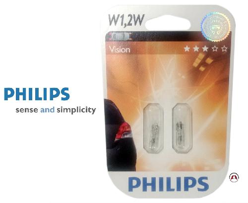 Ampoules Wedgebase - Veilleuses 2 ampoules W1.2W 12V 1.2W Vision - 30 de plus - Homologue T5