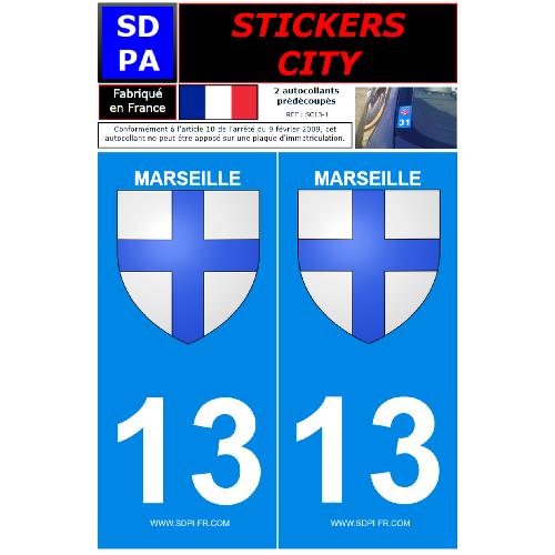Stickers Plaques Immatriculation 2 autocollants City 13 version 2
