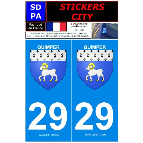 Stickers Plaques Immatriculation 2 autocollants City 29