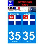 Stickers Plaques Immatriculation 2 autocollants City 35 version 2 Saint-Malo