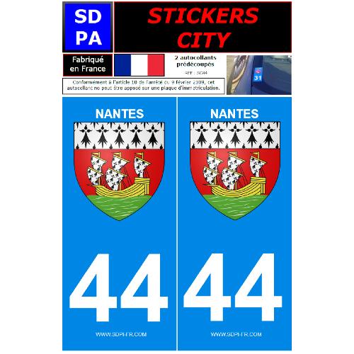 Stickers Plaques Immatriculation 2 autocollants City 44