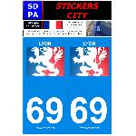 Stickers Plaques Immatriculation 2 autocollants City 69