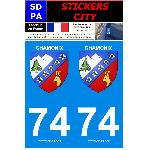 Stickers Plaques Immatriculation 2 autocollants City 74