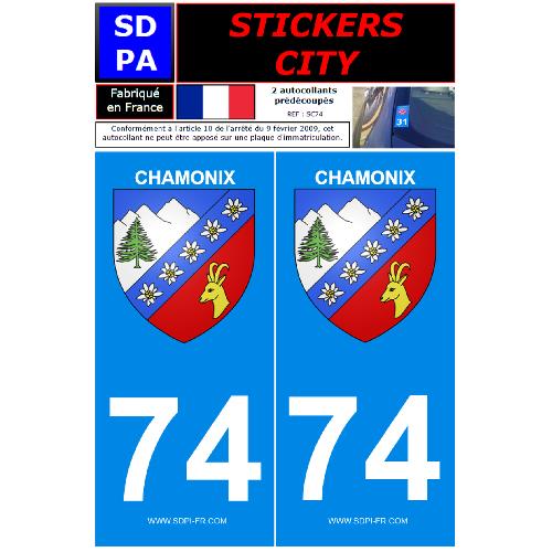 Stickers Plaques Immatriculation 2 autocollants City 74