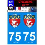 Stickers Plaques Immatriculation 2 autocollants City 75